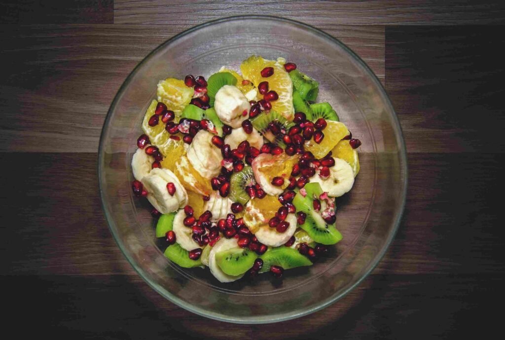 Nutritious fresh fruit bowl displaying healthy snacking habits.