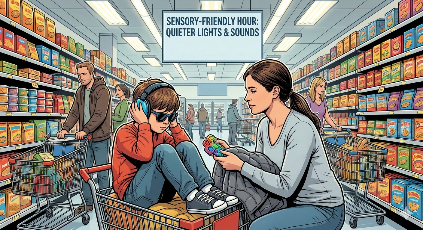 Parenting strategies for an autism sensory overload grocery meltdown.